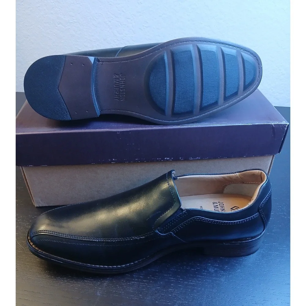 Johnston & Murphy Lewis Black Full Grain Leather Slip On Loafers Mens 8M 15-7965